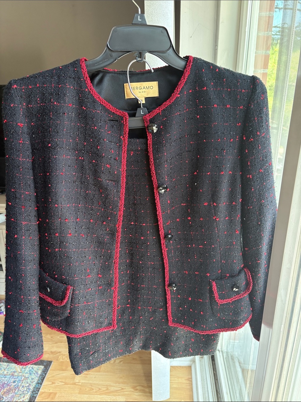 Vintage Bergamo Black & Red Tweed Jacket